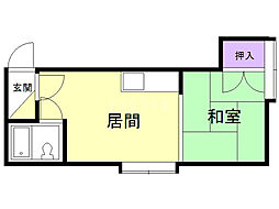 コーポ佐藤 1DKの間取図画像