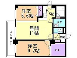 サンクリエN1 2LDKの間取図画像