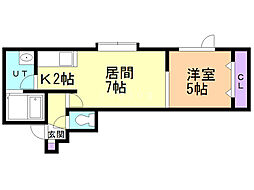 ガーネット白石 1階1LDKの間取り