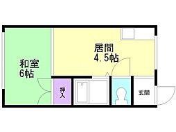 グレースマンション陽功 2階1DKの間取り