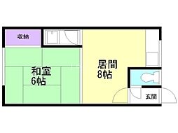 グリーンハイツC 1DKの間取図画像
