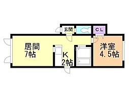 フォレスト栄通弐番館 3階1LDKの間取り
