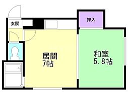 レジデンス高山 3階1DKの間取り