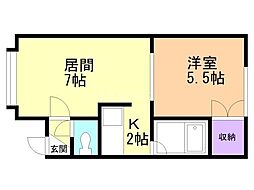 ハイツサザンクロス 1LDKの間取図画像