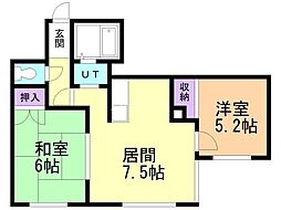 グランカサ1 2LDKの間取図画像