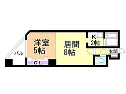 パークヒルズ東札幌 1LDKの間取図画像