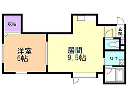 アイフォス白石 2階1LDKの間取り