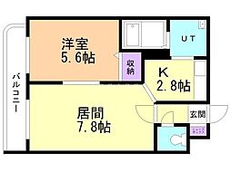 栄通銀座パレス 3階1LDKの間取り