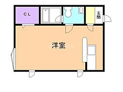 サンホーム館Ｒ 2階ワンルームの間取り