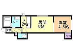 ベルタブローロ 2階1LDKの間取り