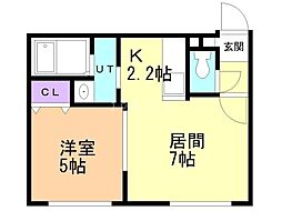 札幌市営東西線 南郷13丁目駅 徒歩5分の賃貸マンション 1階1LDKの間取り