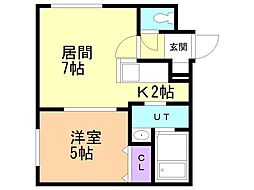 札幌市営東西線 南郷13丁目駅 徒歩5分の賃貸マンション 4階1LDKの間取り