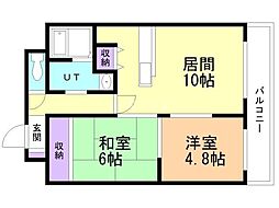 ビッグバーンズマンション北郷2 2LDKの間取図画像