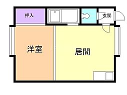 グレース白石B 1DKの間取図画像