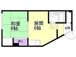 尾崎ビル 1DKの間取図画像