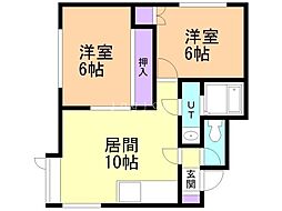 しろがねパレス 2LDKの間取図画像