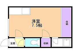 ハイツサンシャインＡ・Ｂ 1階ワンルームの間取り