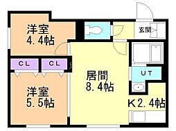 ラグジースペース本郷通南 2LDKの間取図画像