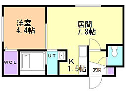 ＶＩＬＬＡＧＥ　ＧＡＴＥ 2階1LDKの間取り