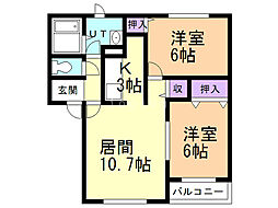 エスタシオンA 2LDKの間取図画像