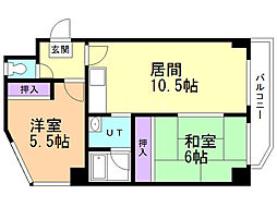 大友ビル 2LDKの間取図画像