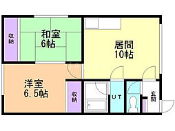 第2すずらんコーポ 2LDKの間取図画像