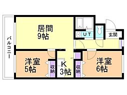 ジオン真栄 2LDKの間取図画像