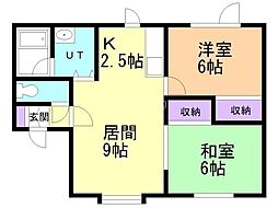 グリーンヒルB 2LDKの間取図画像