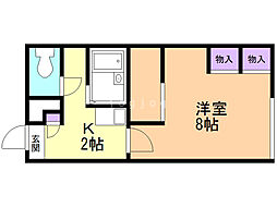 レオパレスアルヘナ 1Kの間取図画像