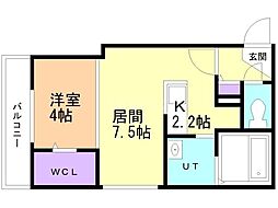 ｅｌｅｖｅｒひばりが丘 4階1LDKの間取り