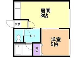 シティハイムベルウッド 1LDKの間取図画像