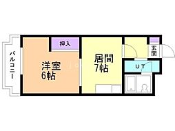 真栄ビル 1DKの間取図画像