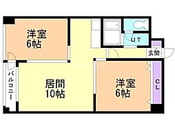 エスパシオ白石 2LDKの間取図画像
