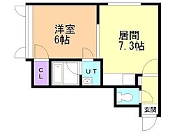 エミネンス月寒東111 1DKの間取図画像