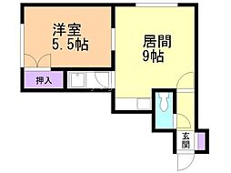 コート月寒 1LDKの間取図画像