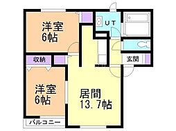 エスタシオンC 2LDKの間取図画像