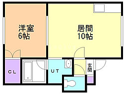 プレイムコート平和通 1LDKの間取図画像