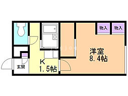 レオパレスクローバー 1Kの間取図画像