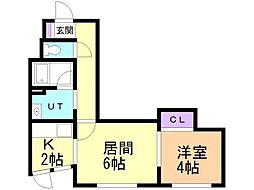 カラバオ白石 1LDKの間取図画像