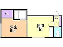 ハイツラークヒルズ 1DKの間取図画像