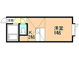 サンプラザ南郷 1Kの間取図画像