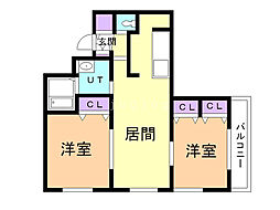 グランメール椿 2LDKの間取図画像