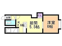 アプロード美園813 1LDKの間取図画像