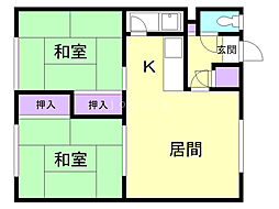 おのコーポラス 2LDKの間取図画像