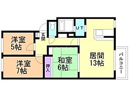 ローヤルハイツ菊水元町 3LDKの間取図画像