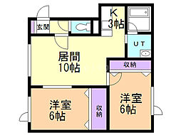 コーポライジングサン2A 2LDKの間取図画像