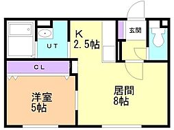 コンフォート厚別 1LDKの間取図画像