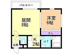 ウォームズライフ菊水 1LDKの間取図画像