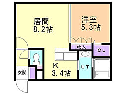 グランメール本郷通6B 1LDKの間取図画像