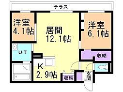Lien南郷13 2LDKの間取図画像